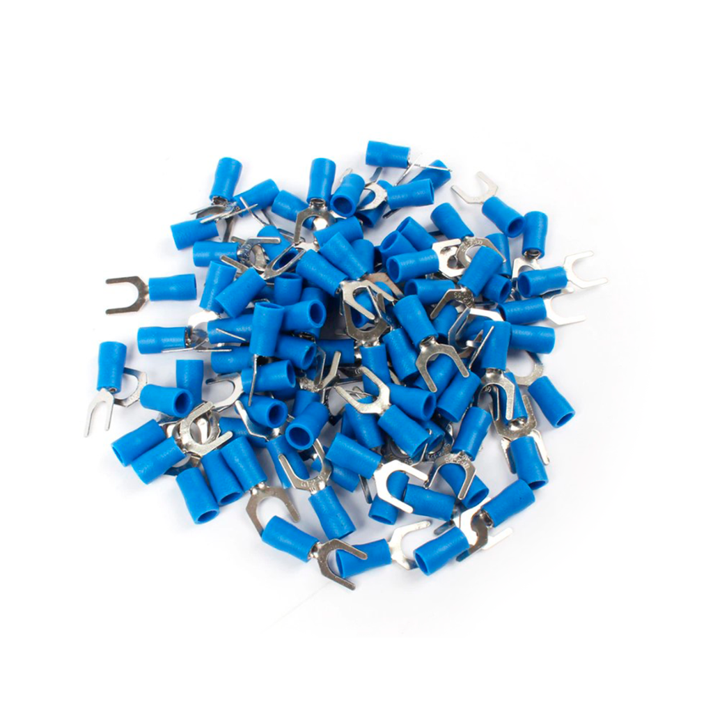 TERMINAL HORQUILLA AISLADOØ 1/4" 14-16AWG AZUL 100UND