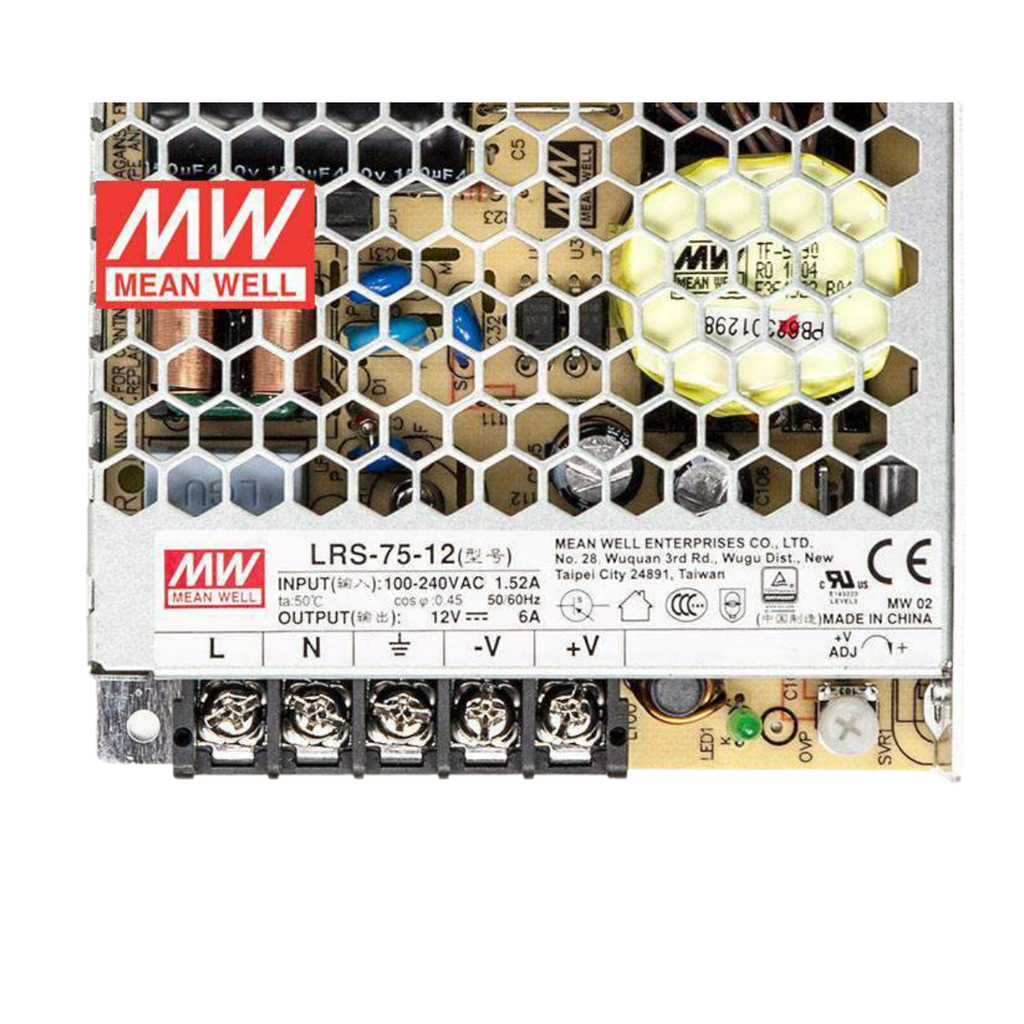Fuente Conmutada Enclosed 75W 12VDC 6.3A In 85-264VAC