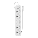 Supresor Multiple 5 Tomas, Blanco, 3Mts De Cable 3X0.75Mm, 250V, 10A, 2500W Max, Protector Termico