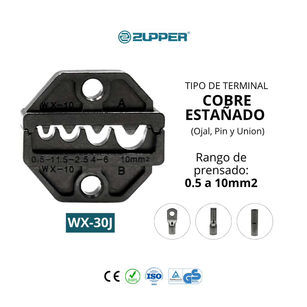 Prensa Terminal Inalámbrico + 2 Bat. Li-ion 18V 2Ah + 1 Cargador + 4 Matrices + 1 Maleta