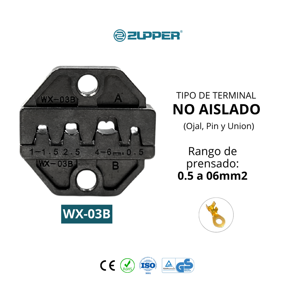 Prensa Terminal Inalámbrico + 2 Bat. Li-ion 18V 2Ah + 1 Cargador + 4 Matrices + 1 Maleta