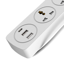 Supresor Multiple 4 Tomas Blanco, +2 Usb +1 Usb C, 5Mts De Cable 3X0.75Mm, 250V, 10A, 2500W Max, Usb 5V 3.1A, Protector Termico