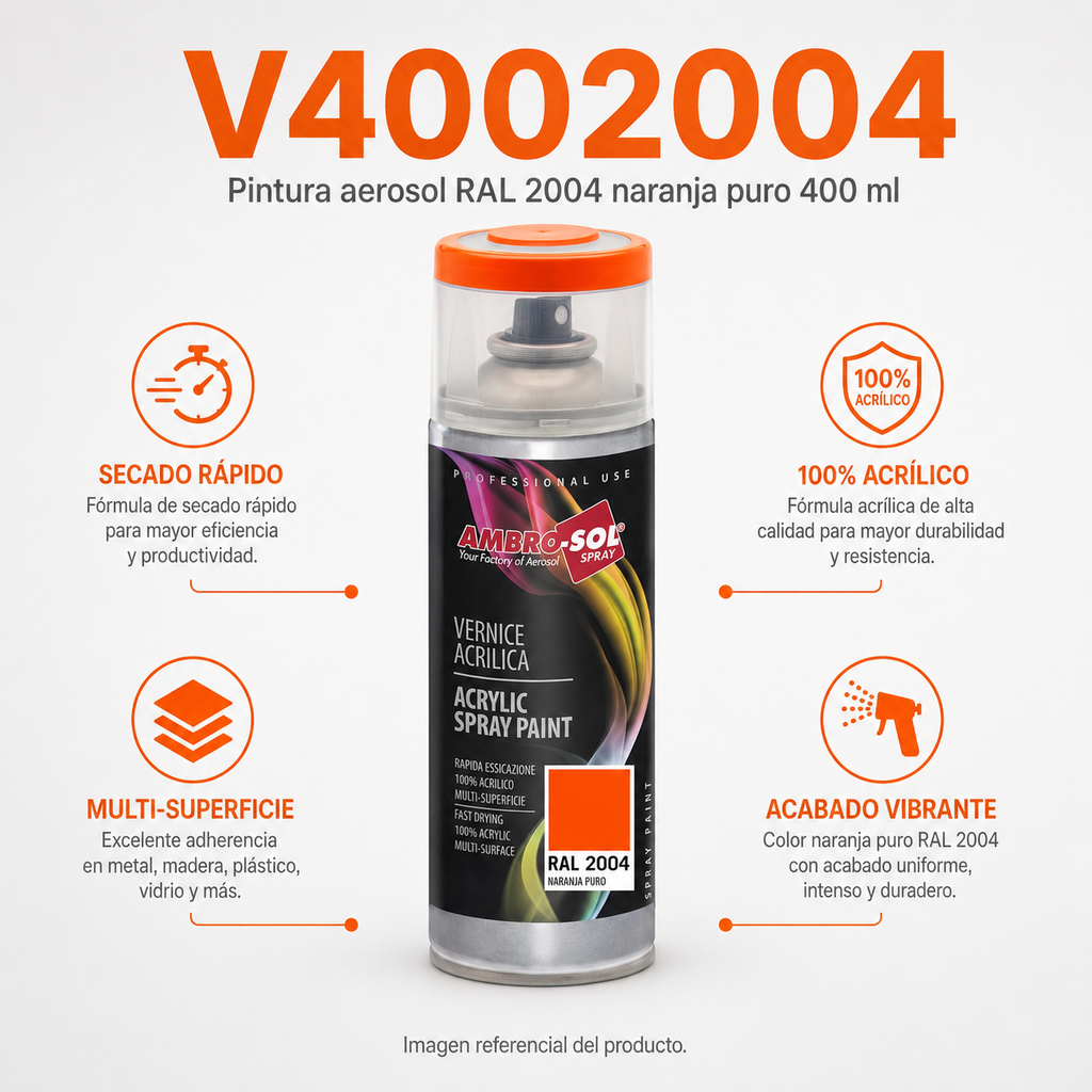 Pintura Aerosol RAL2004 400ML Naranja Puro