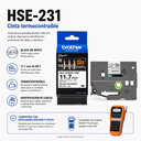 Cinta Termocontraible para rotulador negro sobre blanco 12mm