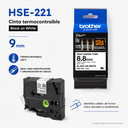 Cinta Termocontraible para rotulador negro sobre blanco 9mm