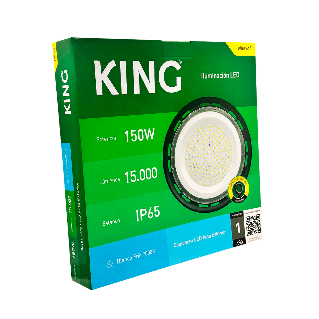 Galponera King 150W, Ac110-240V, 7000K, 100Lm, Ip65, Fp0.9, Ip65, Ik07