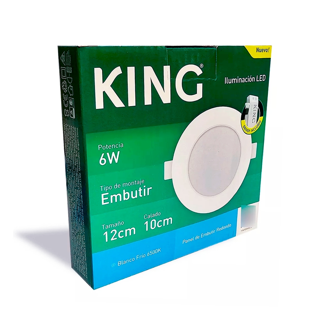 PANEL FLAT CIRCULAR KING 6W AC100-240V FRIO 6500K