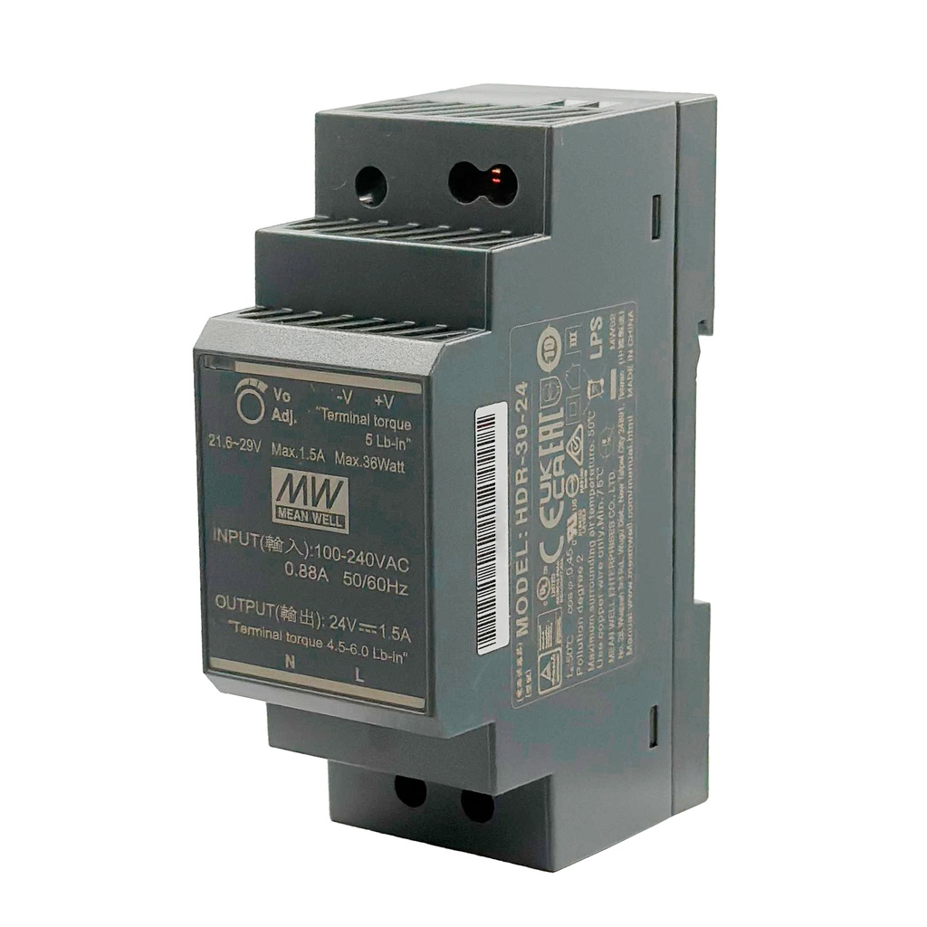 Fuentes de alimentación en carril DIN 36W 24VDC 1.5A Class II DIN Rail