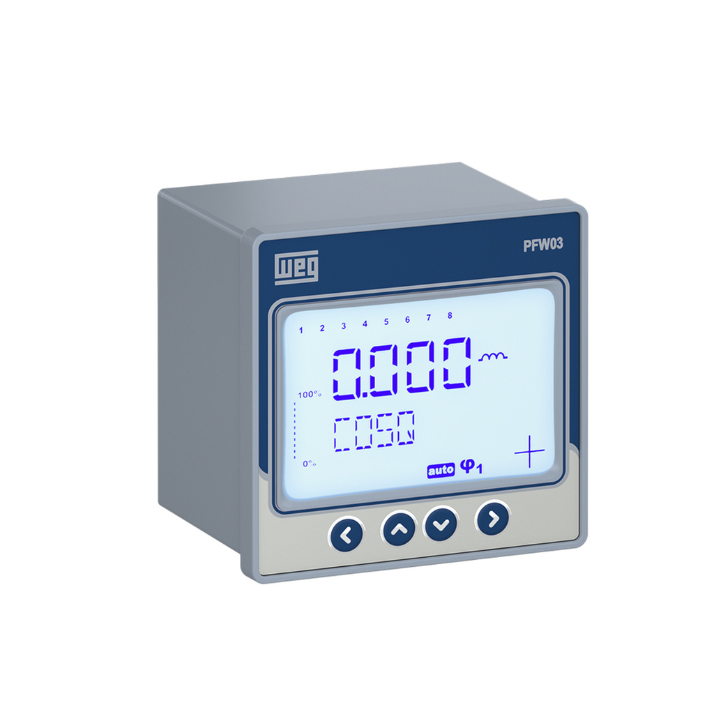 CONTROLADOR AUTOMAT. DE FACTOR DE POTENCIA 8 PASOS ALIMENT. 120...510VAC 45-65 MEDICION 1 FASE MEDIDAS 96x96x80mm 