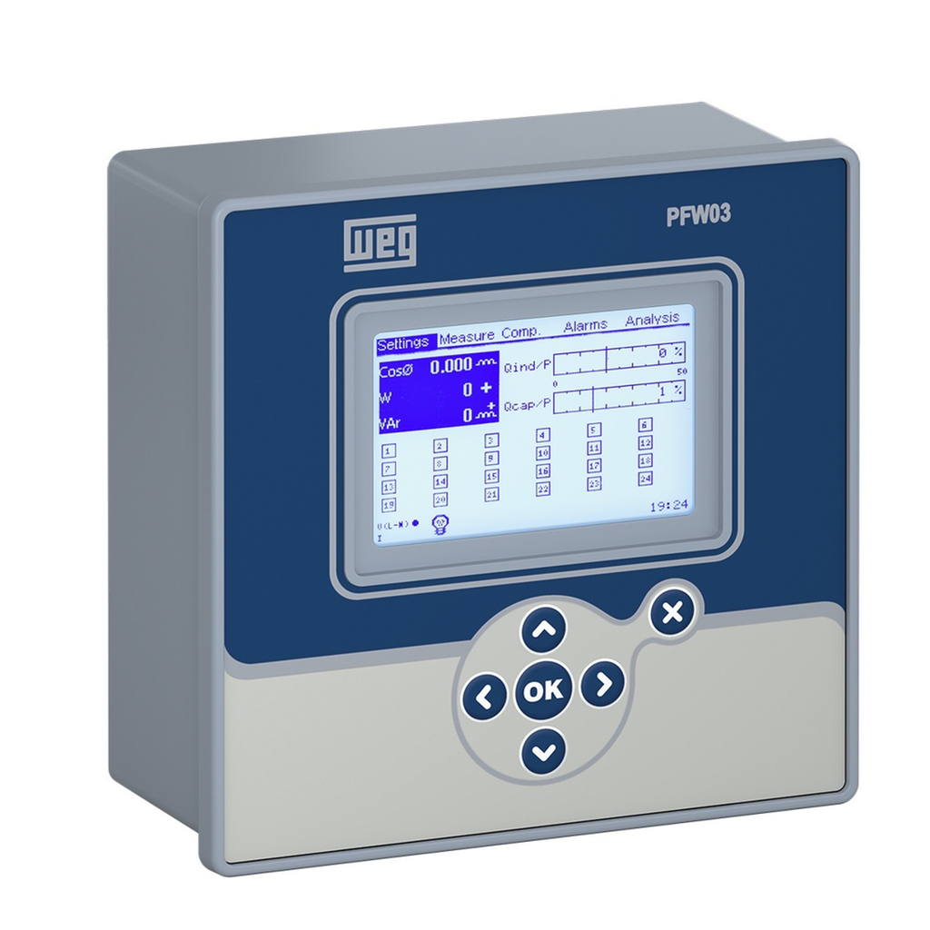 CONTROLADOR AUTOMAT. DE FACTOR DE POTENCIA 12 PASOS  ALIMENT. 95...410VVAC 45-65 MEDICION 3 FASES MEDIDAS 144x144x75mm 