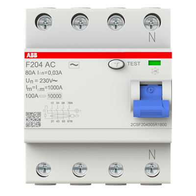 Int. Diferencial 4P 80A 30Ma T. Ac Serie F200-Ac