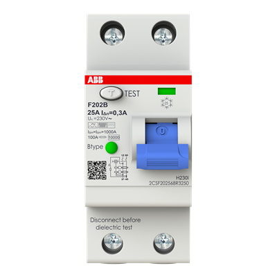Int. Diferencial 2P 25A 300Ma T. B Serie F200-B