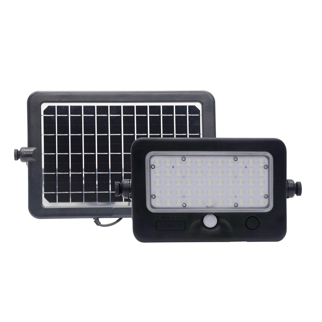 Reflector Led Solar Portátil C/Puerto Usb C/Sensor De Movimiento 10W Ip65 Luz Fría 6000K