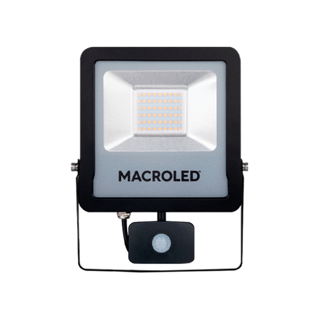 Reflector Led Pro C/Sensor Negro 20W Ip65 100-240Vac Luz Cálida 3000K