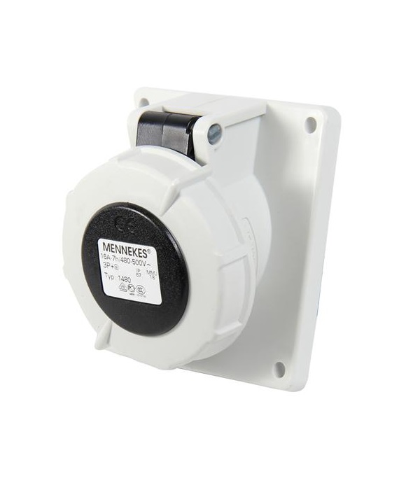 Toma Empotrable 16Amp 3P+T 500V Negro 7H  Ip67