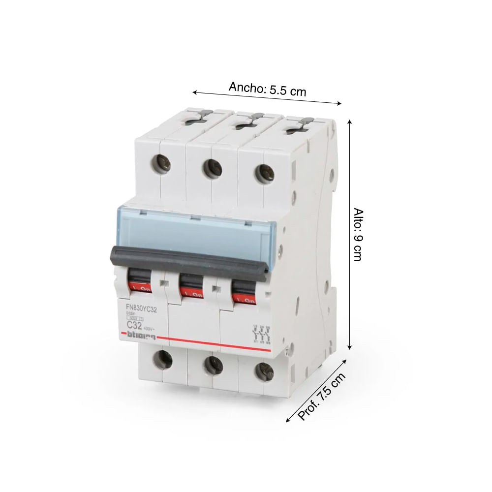 Int. Aut. Termomagnetico Para Riel 3P C32 10/6Ka 220/440V C Din Btdin