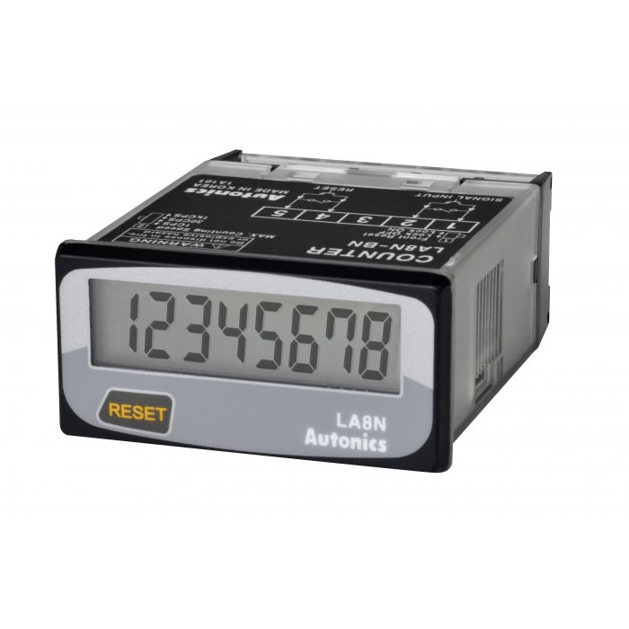 Contador LCD Compacto 8dig con bateria Integrada, 24VDC 48x24x54mm