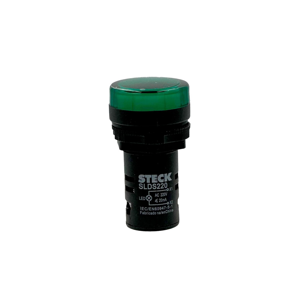 Piloto De Señalizacion Pvc Verde 22Mm Voltaje 220Vac