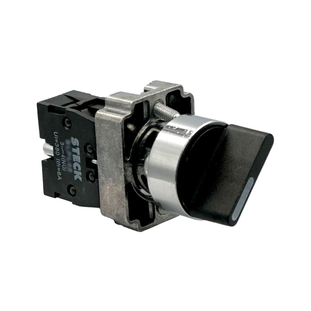 Selector Maneta Corta 3 Posic Metal Negro 22Mm 2Na Con Retorno