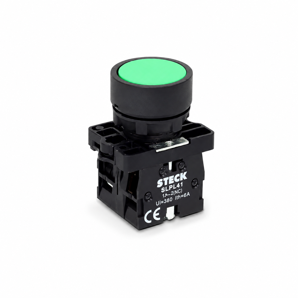 Pulsador Rasante Pvc Verde 22Mm 1Na