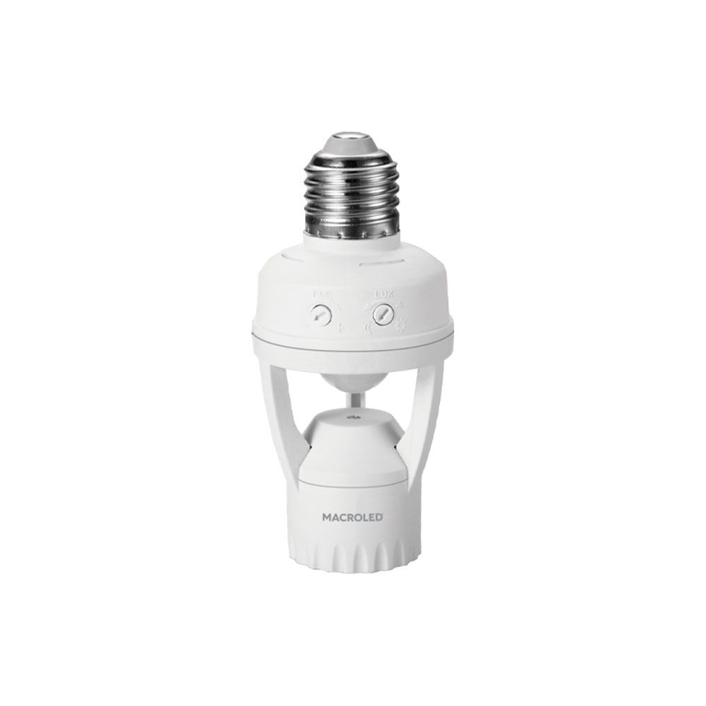SENSOR DE MOV E27 MACROLED AC110-240V 60W MAX, 6M DE ALCANCE, 360º,IP20