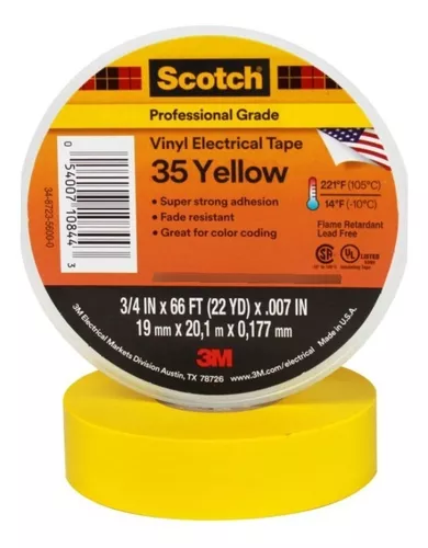 CINTA AISL. SCOTCH 35 VINILO 3/4&quot;X 20MTS AMARILLO