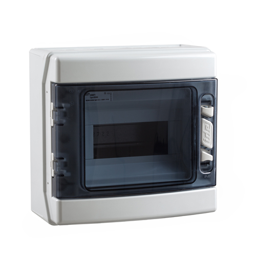 Tablero PC libre halógeno adosable c/puerta fumé 8 polos s/tierra UV IP65 IK08