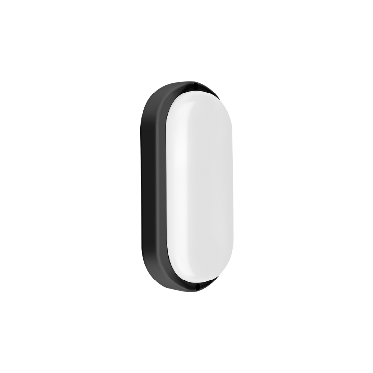 TORTUGA MACROLED OVAL MARCO NEGRO 12W - IP54 - AC100-265V - FP:0,9 - 1080 lm - BLANCO CALIDO