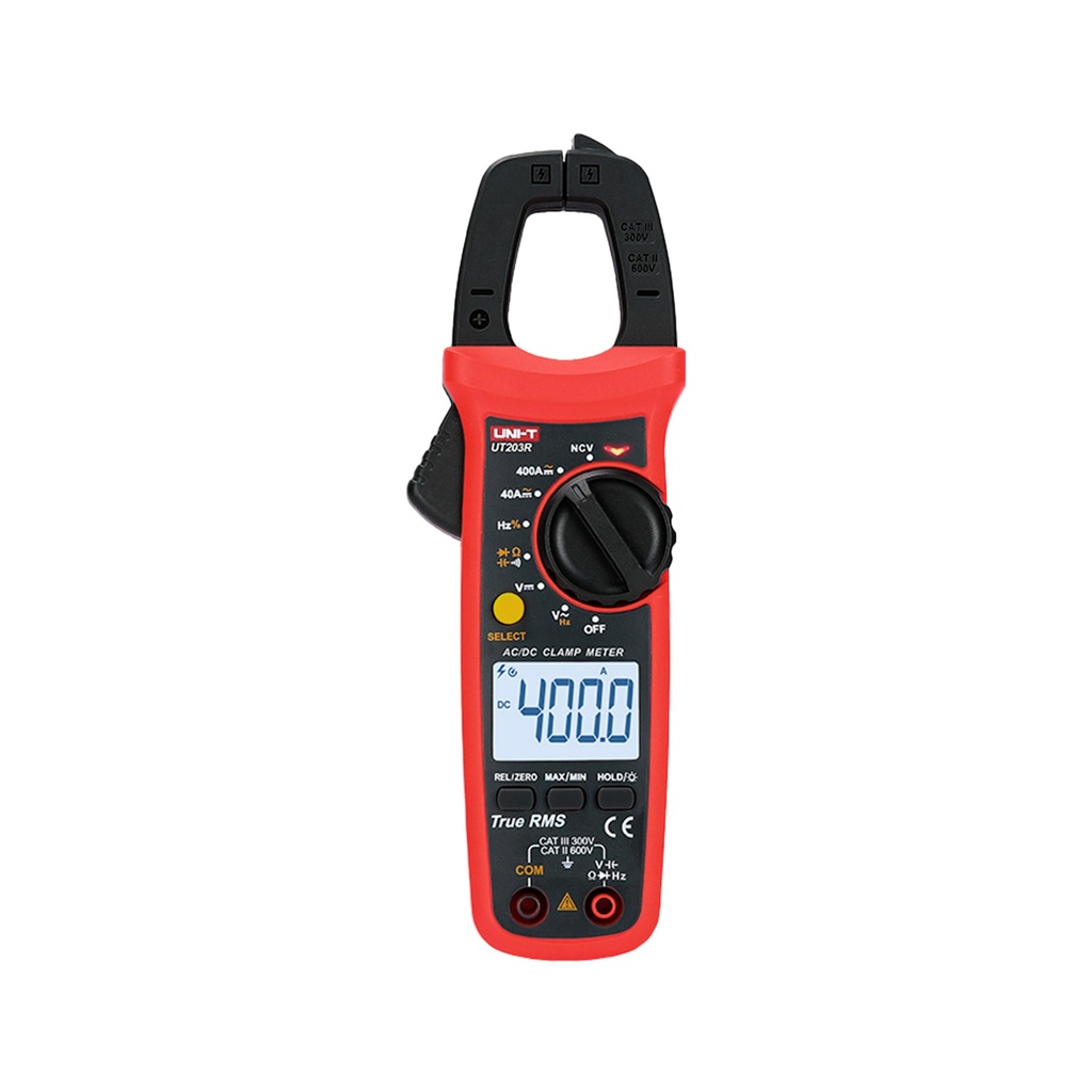 Pinza Amperimetrica Digital 400 A AC/DC, True RMS, Con Medicion De Temperatura