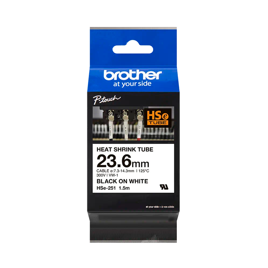 Cinta Termocontraible para rotulador negro sobre blanco 24mm