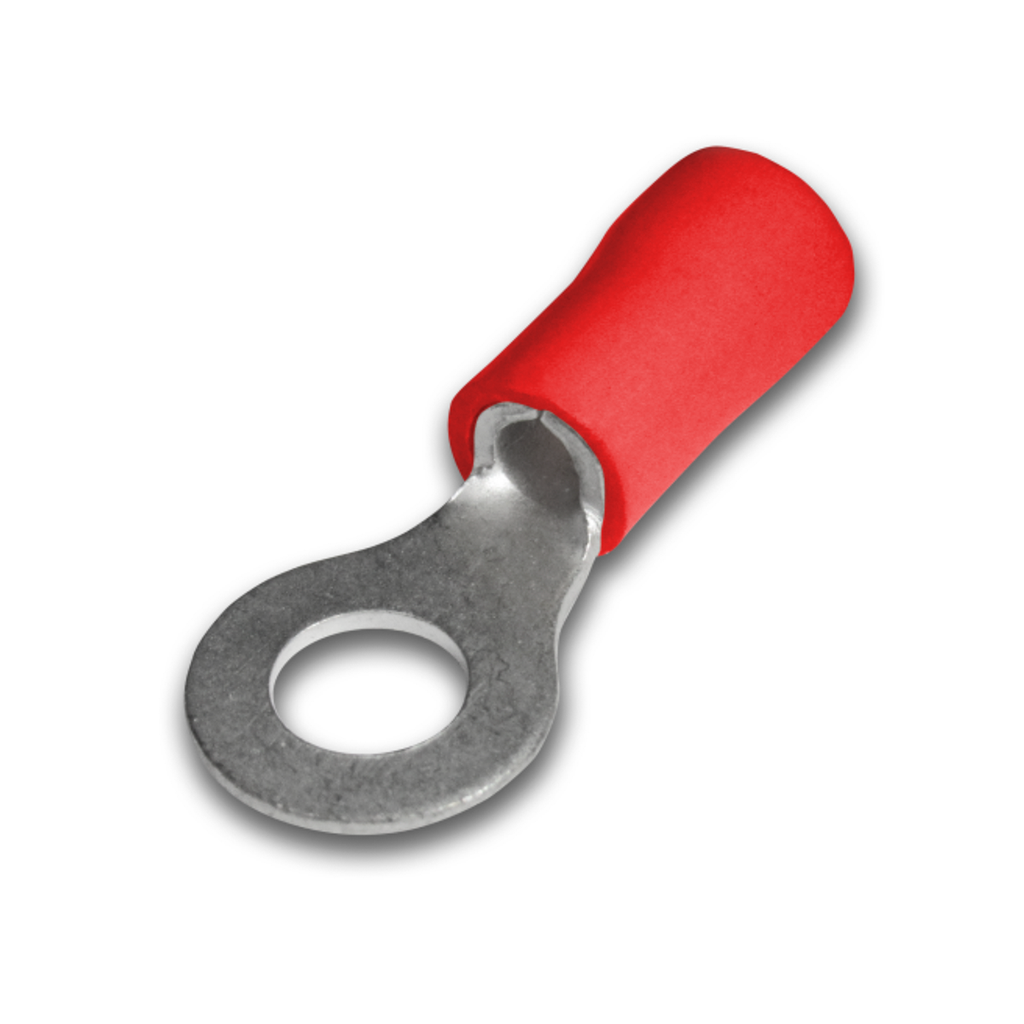 Terminal Ojal Aislado Ø 3/16" (5mm) – 22-16 AWG (0.5-1.5mm²) Rojo (100 und)