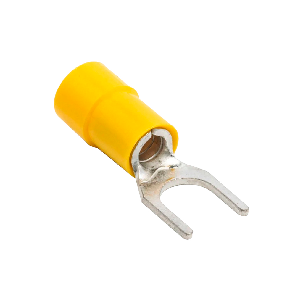 Terminal Horquilla Aislado Amarillo (100 und) Ø 5/32" (4mm) – 10-12 AWG (4-6mm²)