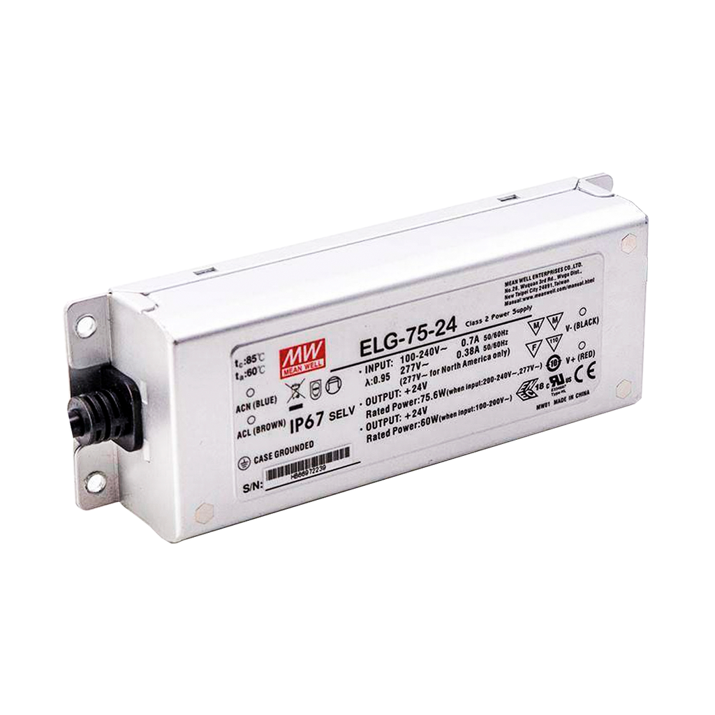 Fuente de alimentación 75.6W 24V3.15A CC+CV IP67 CC/CV Io Fixed