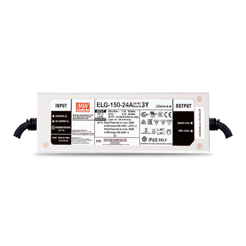 Fuente de alimentación 24V 6.25A 150W CC+CV IP67 Io/Vo fixed