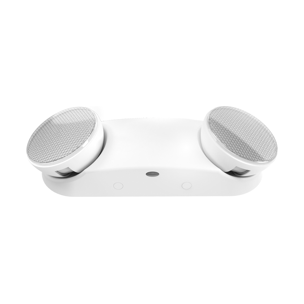 LUZ DE EMERGENCIA TIPO MANTIS 2 CABEZALES DIRECCIONABLES, AC110-240V, 400LM, BATERIA 3.2V 1800mAh, 3HS, BCO FRIO 6500K, CONECTOR PERU