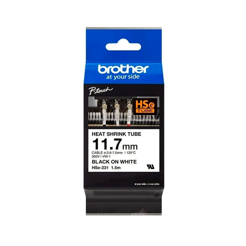 Cinta Termocontraible para rotulador negro sobre blanco 12mm