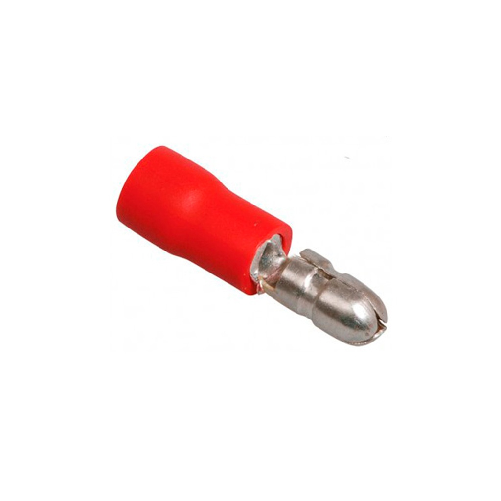 Terminal Macho Tipo Bala Aislado – 22-16 AWG (0.5-1.5mm²) Rojo (100 und)