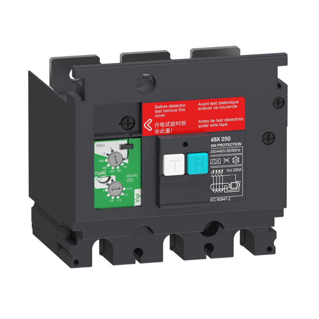 Módulo de protección diferencial auxiliar Vigi para NSX250 o CVS250, 3 polos, 220-440 VCA, 30mA-10A