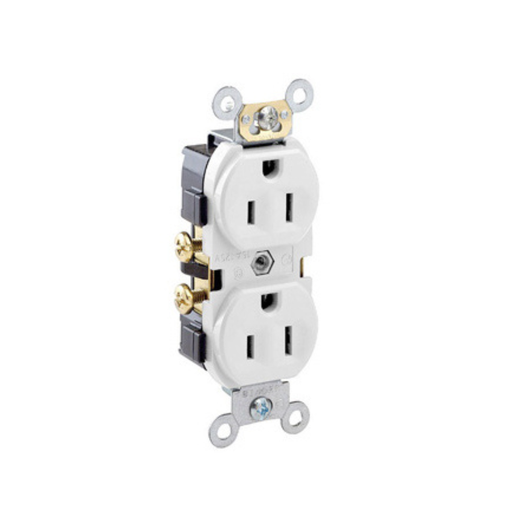 TOMA DOBLE EMPOTRABLE COMERCIAL 2X15A L/T 125V BLANCO