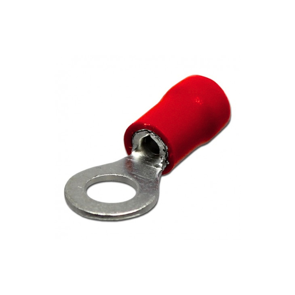 Terminal Ojal Aislado Ø 1/2" (12mm) – 22-16 AWG (0.5-1.5mm²) Rojo (100 und)