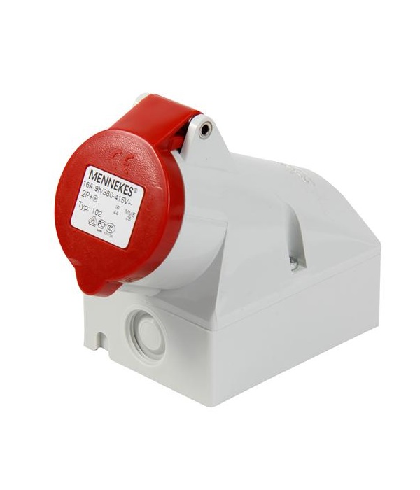 Toma Visible 16Amp 2P+T 415V Rojo 9H Ip44 