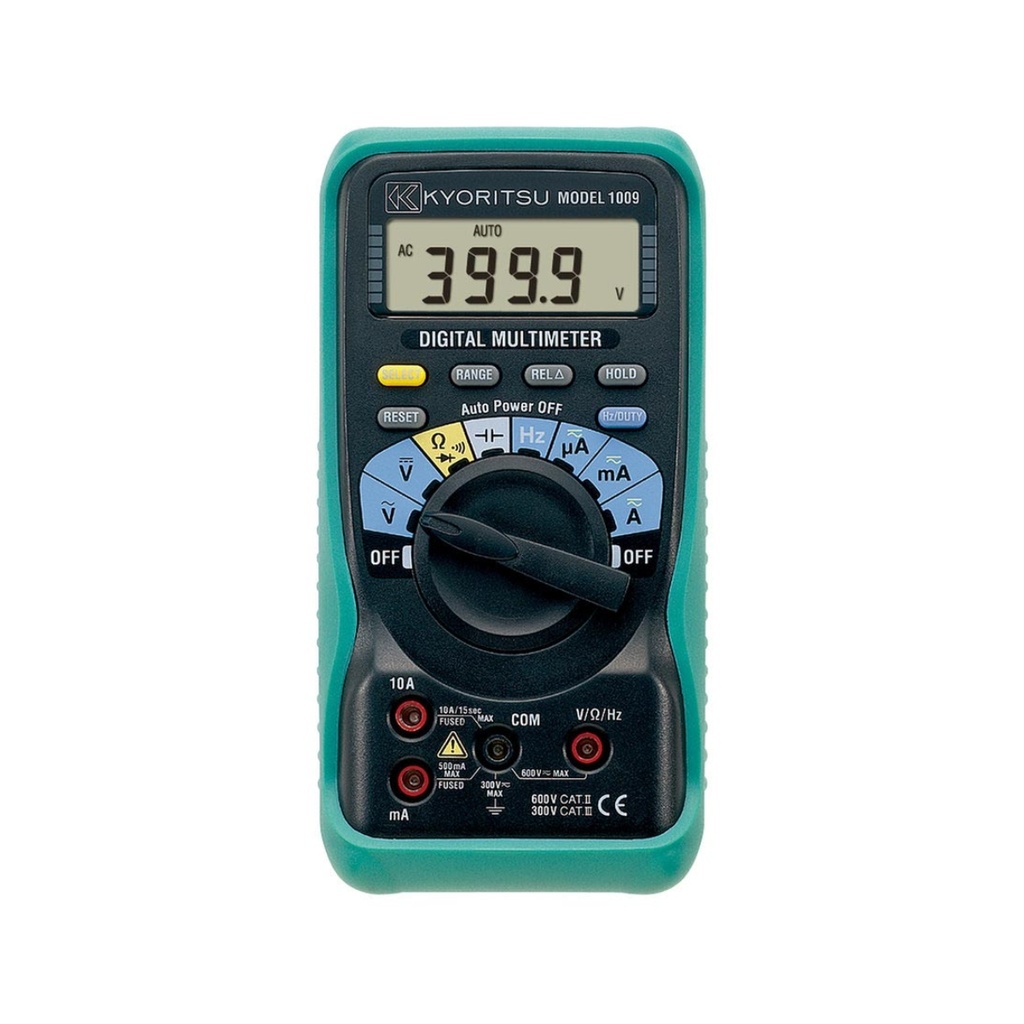 Multimetro digital 10A-AC/DC 600V-AC/DC Hz, 40MΩ, capacitancia, diodo, continuidad CAT. III 300V