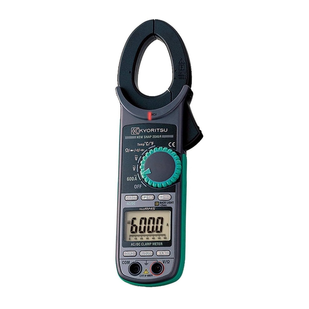 Pinza amperimétrica 600A-AC/DC, 600V-AC/DC, 60MΩ, continuidad, capacitancia, T°, diodo, Hz, NCV, Ø33mm CAT IV 600V TRMS