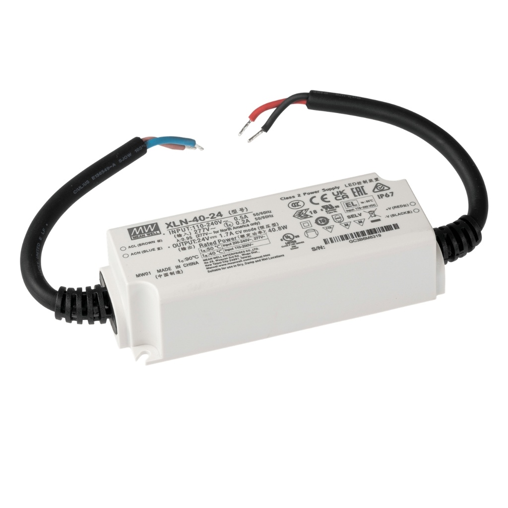 Fuente De Alimentacion LED 40W 24VDC 1.67A In 90-264VAC IP67 Constant Voltage