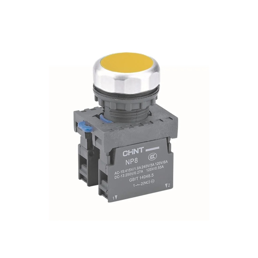 PULSADOR LUMINOSO 24VDC/AC AMARILLO ø22mm 1NA+1NC