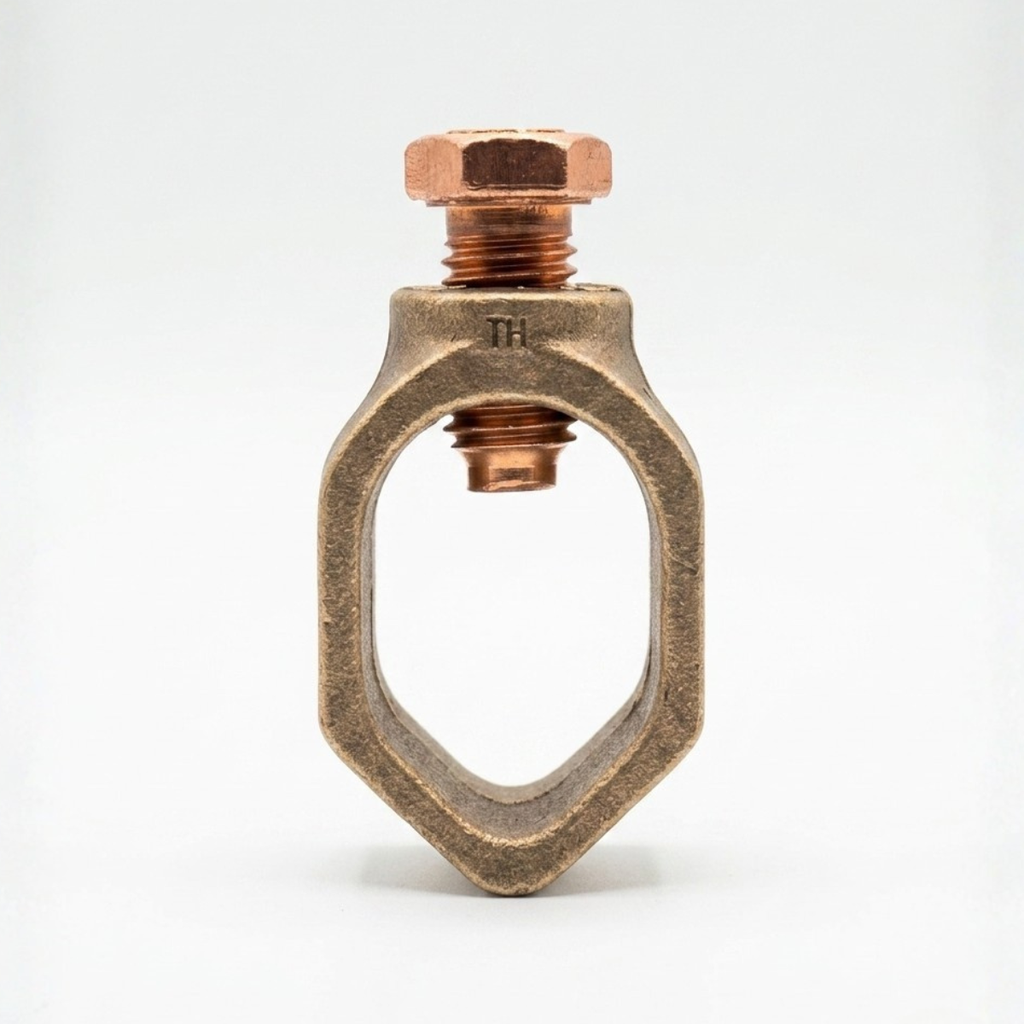 Conector Tipo AB P/Varilla 3/4 (Cuerpo de bronce + Perno de Cobre)