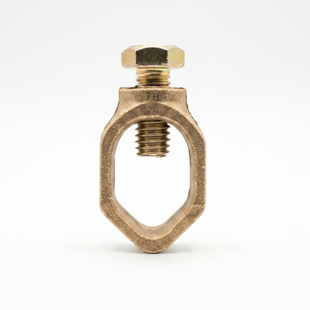 Conector Tipo AB P/Varilla 5/8 (Cuerpo de bronce + Perno de Fierro Tropicalizado)