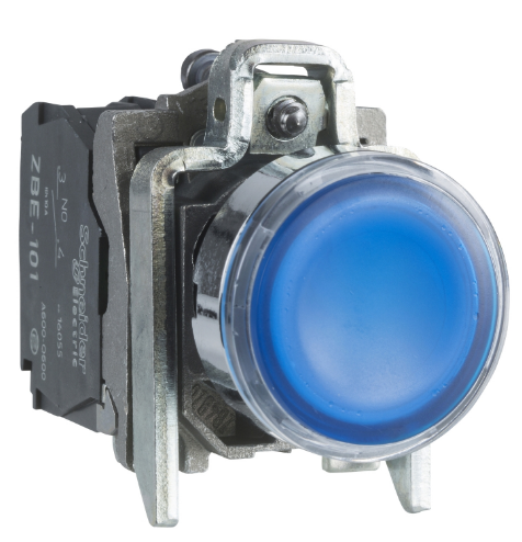 Pulsador Lumin. Rasante Metal Azul Ø22Mm 120Vac C/Led 1Na+1Nc Harmony 