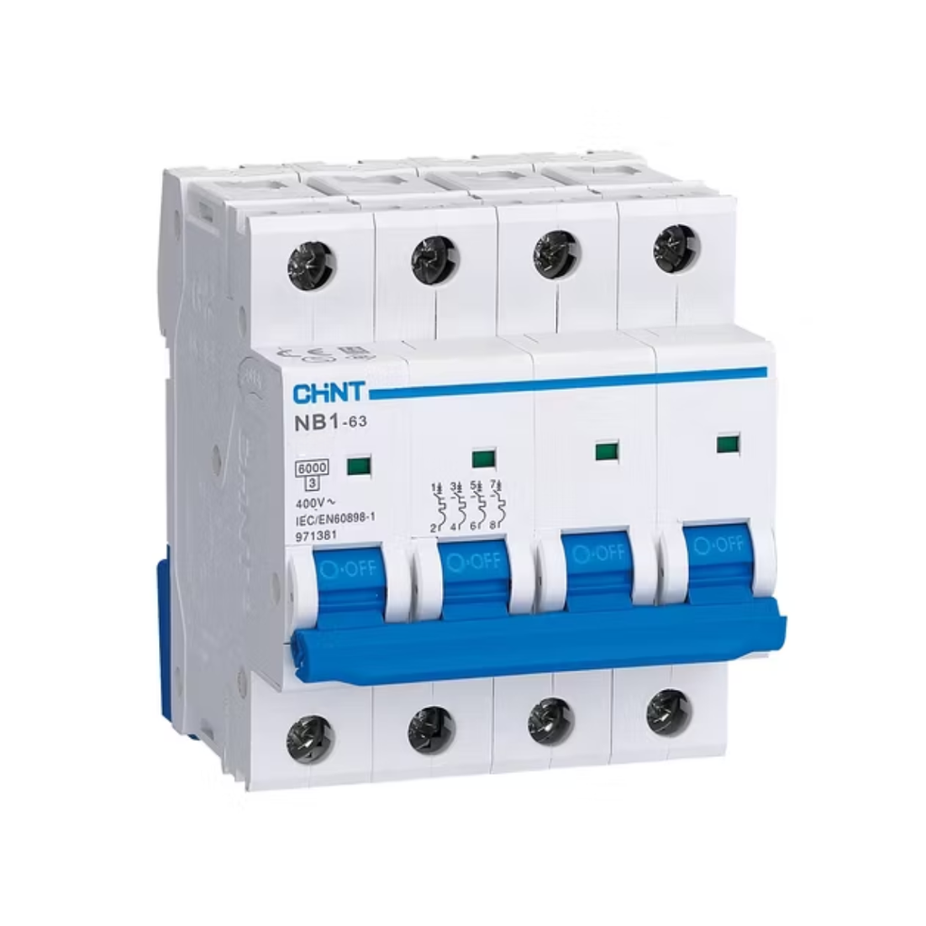Interruptor Termomagnetico 4X25A 10Ka/400Vac Clase3(Energy
Limiting Class) Uimp=6Kv Curva"C" Iec60947-2 Chint