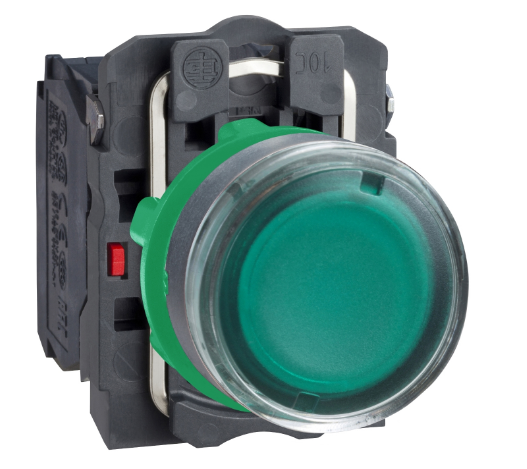 Pulsador Luminoso Rasante Verde Ø22 mm 230–240VAC LED 1NA+1NC Harmony XB5